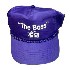 Vintage ESI International  Hat Mens Snapback Trucker Cap Purple Employee Uniform